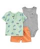 Carter's Half Sleeves T-Shirt & Shorts Set with Onesie Camper Van Print - Multicolour