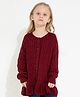 Cherry Crumble By Nitt Hyman Full Sleeves Woven Designed Flared Sweater - Maroon