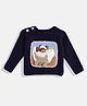Mayra Knits Full Sleeves Animals Detailed Woollen Hand Knitted Sweater - Blue