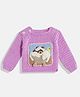 MayRa Knits Full Sleeves Animal Designed Woollen Hand Knitted Sweater - Purple