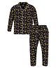 3PIN Full Sleeves Big & Action Text Printed Shirt With Coordinating Pajama Set - Black
