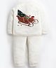 Cherry Crumble By Nitt Hyman Christmas Theme Full Sleeves Sledge Embroidered Tee & Pajama Set - Cream