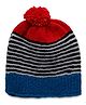 MayRa Knits Stripe Designed Hand Knitted Bobble Cap - Blue