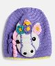 MayRa Knits Unicorn Design Hand Knitted Cap - Blue