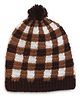 MayRa Knits Checked Detailed  Hand Knitted Cap - Brown