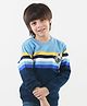 KNITCO Full Sleeves Striped Design Detailed Sweater - Blue