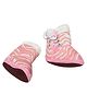 Kid-O-World Tiger Striped Pattern Designed Booties - Pink