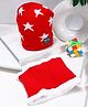 PASSION PETALS Star Designed Winter Warm Unisex Cap With Scarf - Red