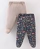 Ben Benny Interlock Bootie Leggings Cars Printed Pack of 2 - Blue & Beige