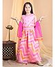 Kinder Kids Sleeveless Floral Embroidered & Chevron Designed Top With Lehenga And Dupatta - Pink