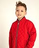 Cherry Crumble By Nitt Hyman Full Sleeves  Quilted Bomber Jacket - Red