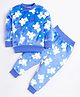M'andy Fleece Full Sleeves Teddy Bear  Printed Winter Wear Jogger Set  -  Blue