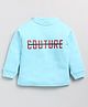CUTOPIES Full Sleeves Couture Text Printed Interlock High Neck Sweatshirt - Blue