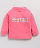 CUTOPIES Full Sleeves Couture Text Printed Interlock High Neck Sweatshirt - Pink