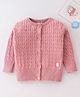 ToffyHouse Full Sleeves Cable Knit Front Open Sweaters - Light Pale Rose