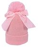 CrayonFlakes Bow & Pom Pom Detailed Woolen Cap - Peach
