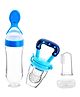 NeonateCare Fruit And Food Nibbler Feeder and Finger brush with Tongue Cleaner - ( Fruit feeder -  Spoon feeder -  Finger brush) -Pack of 3 - Blue