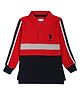 US Polo Assn Cotton Knit Full Sleeves Colour Block T-Shirt - Red