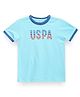 US Polo Assn Knitted Half Sleeves T-Shirt With Text Print - Light Blue