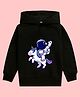 NUSYL Full Sleeves Astronaut & Unicorn Printed Hooded Sweatshirt - Black
