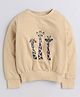 Aww Hunnie Full Sleeves Giraffe Printed Cotton Terry Autumn Winter Sweatshirt - Beige