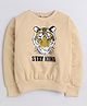 Aww Hunnie Full Sleeves Tiger Printed Cotton Terry Autumn Winter Sweatshirt - Beige