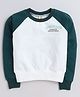 Aww Hunnie Raglan Full Sleeves Placement Text   Printed Cotton Terry Autumn Winter Sweatshirt -Green