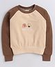 Aww Hunnie Raglan Full Sleeves Cartoon Rice Cake    Printed Cotton Terry Autumn Winter Sweatshirt -Beige