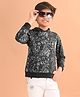 Lilpicks Couture Full Sleeves Abstract Printed Hooded Sweatshirt - Black