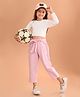 Lilpicks Couture Full Sleeves Solid Crop Top With Pin Checked Cotton  Palazzo Pant Set - Pink White