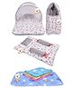 Toddylon Baby Bedding Combo Mattress with Net Sleeping Bag 4 Pcs Gaddi Set 4 Waterproof Sheets - Grey