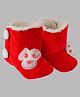 Daizy Beads Detailed Flower Embellished Booties - Red