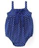 Babyhug 100% Cotton Knit Sleeveless Polka Dots Printed Onesie with Bow Applique - Navy Blue