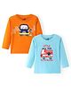 Doodle Poodle 100% Cotton Full Sleeves T-Shirt with Vehicle Print Pack of 2 -  Blue & Orange