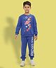 Ninos Dreams Full Sleeves Space Theme Planets Printed Cotton Coordinating Tee & Joggers Set - Blue