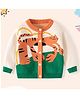 Little Surprise Box Full Sleeves Wild Theme Printed Sweater - Cream & Green