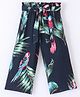 CrayonFlakes Forest Theme Leaves & Birds Printed Belted Palazzo - Navy Blue