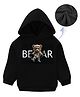KAVEE Pure Cotton Warm Fleece  Full Sleeves Bear Text Printed Hooded Sweatshirt - Black