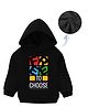 KAVEE Pure Cotton Warm Fleece  Full Sleeves To Choose Text Printed Hooded Sweatshirt - Black