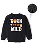 KAVEE Pure Cotton Warm Fleece  Full Sleeves Placement Text & Animals  Printed  Sweatshirt - Black