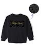 KAVEE Full Sleeves Typography Printed Pure Cotton Warm Fleece Sweatshirt - Black