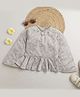 Tiny Girl Full Sleeves Seamless Leaves Designed & Flowers Embellished Peplum Top - Grey