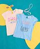 Pantaloons Junior Pack of 2 Half Sleeves Donut & Live Laugh Love Printed Tee - Pink Blue