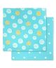 Tidy Sleep Cotton Jersey Swaddle Saturn out In World & Blue Polka Pack of 2 - Blue