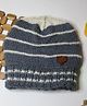 Shilpshakti Striped Designed Handmade Woollen   Cap - Grey & Cream