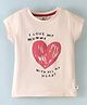 Ollypop Sinker Half Sleeves Top With Text & Heart Print - Pink Tint