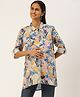 Blush 9 Full Sleeves Floral Printed Maternity Shirt - White & Multi Colour