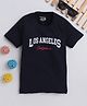Fourfolds Half Sleeves Los Angeles California Text :Printed Tee - Navy Blue