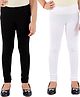 Kids Cave Pack Of 2 Cotton Jersey Solid Leggings - White & Black