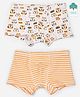 Keebee Organics Pack Of 2 Tiger Printed & Striped Organic Cotton Boxer Briefs - White & Yellow